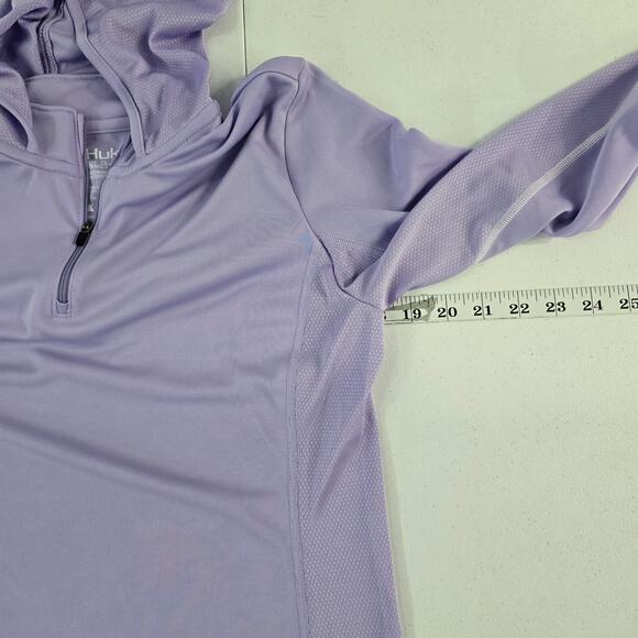 Huk Womens Purple 1/4 Zip Hoodie Pullover Long Sleeve Mesh Activewear Top M 6000 - Picture 5 of 10